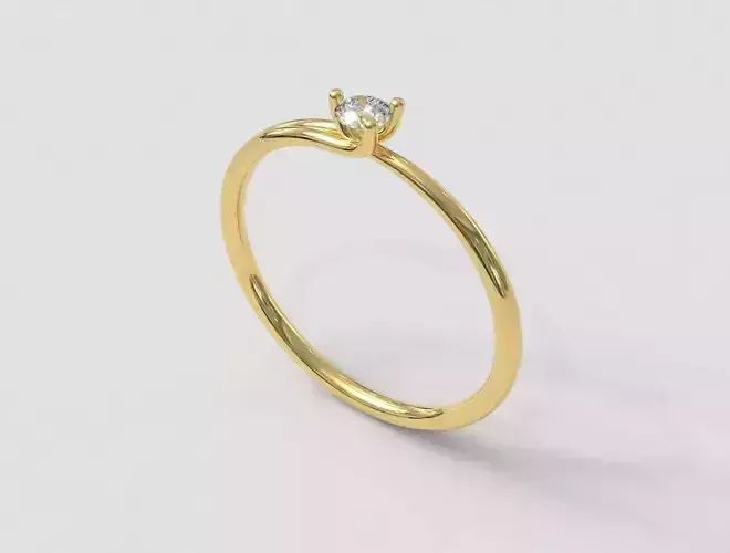 3mm Solitaire Ring 3D 