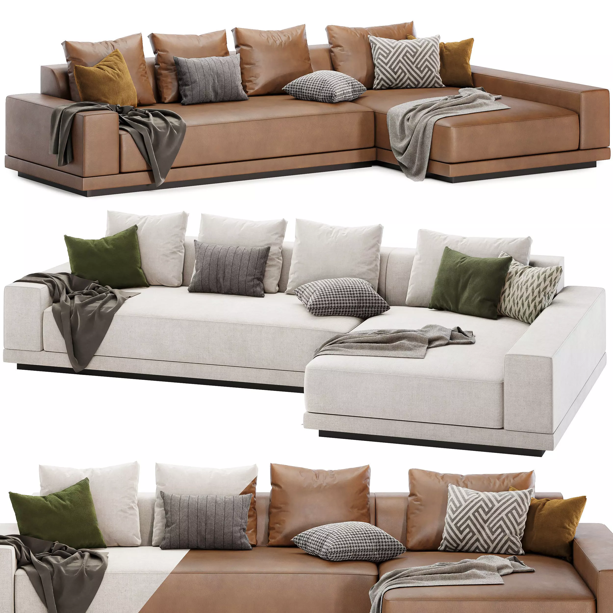 Cortona Sofa Chaise Sectional 3D model_0