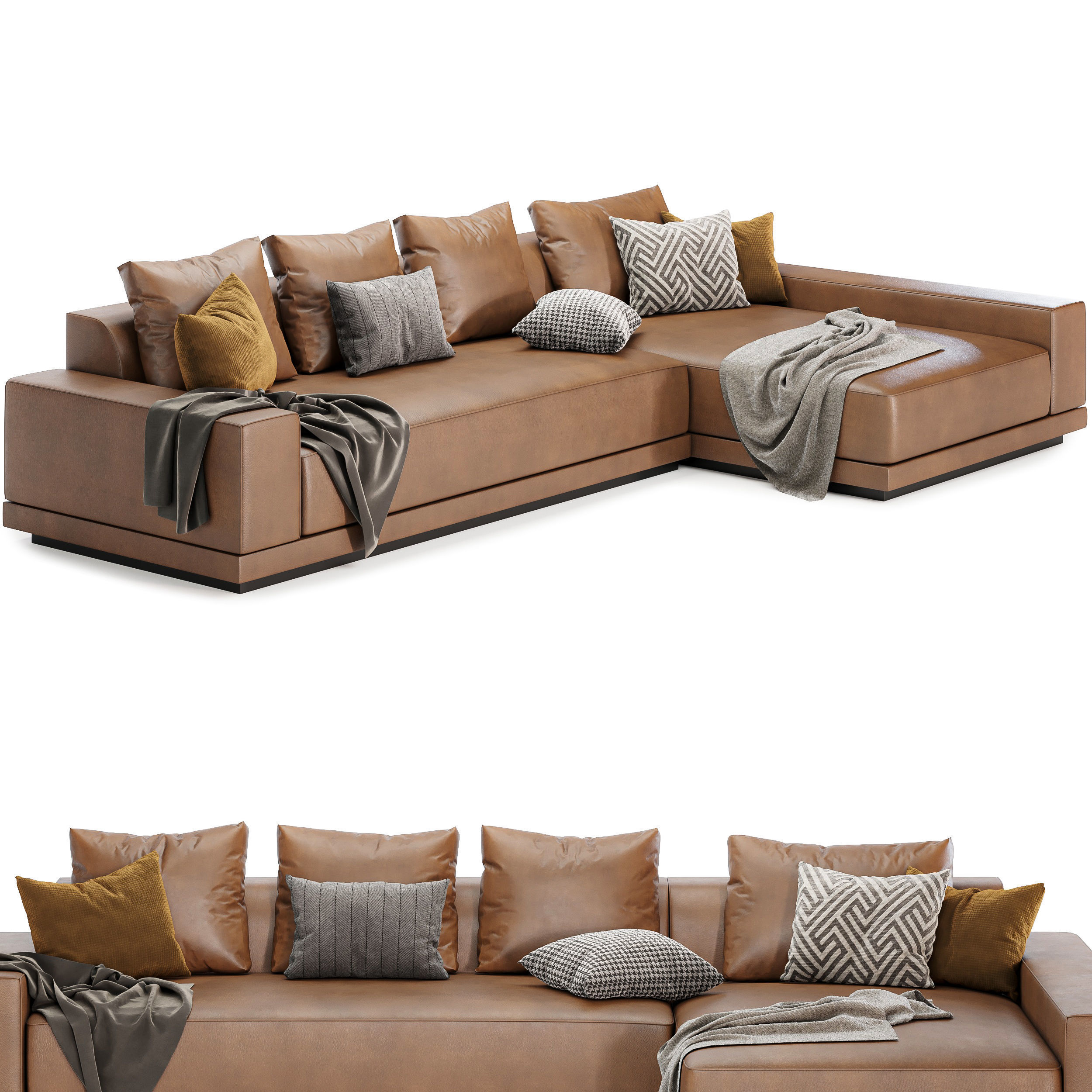 Cortona Sofa Chaise Sectional 3D model_2