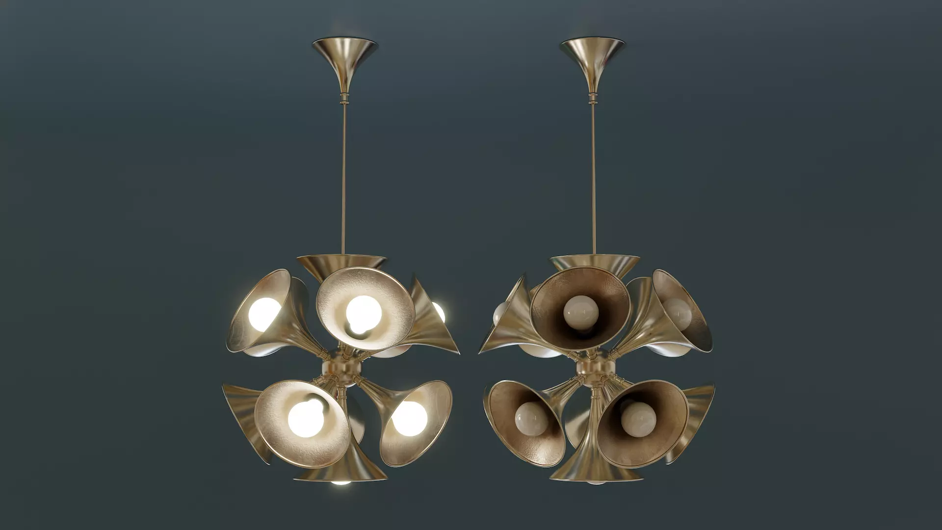 Mid-Century Ceiling Lamp Low-poly 3D model_0