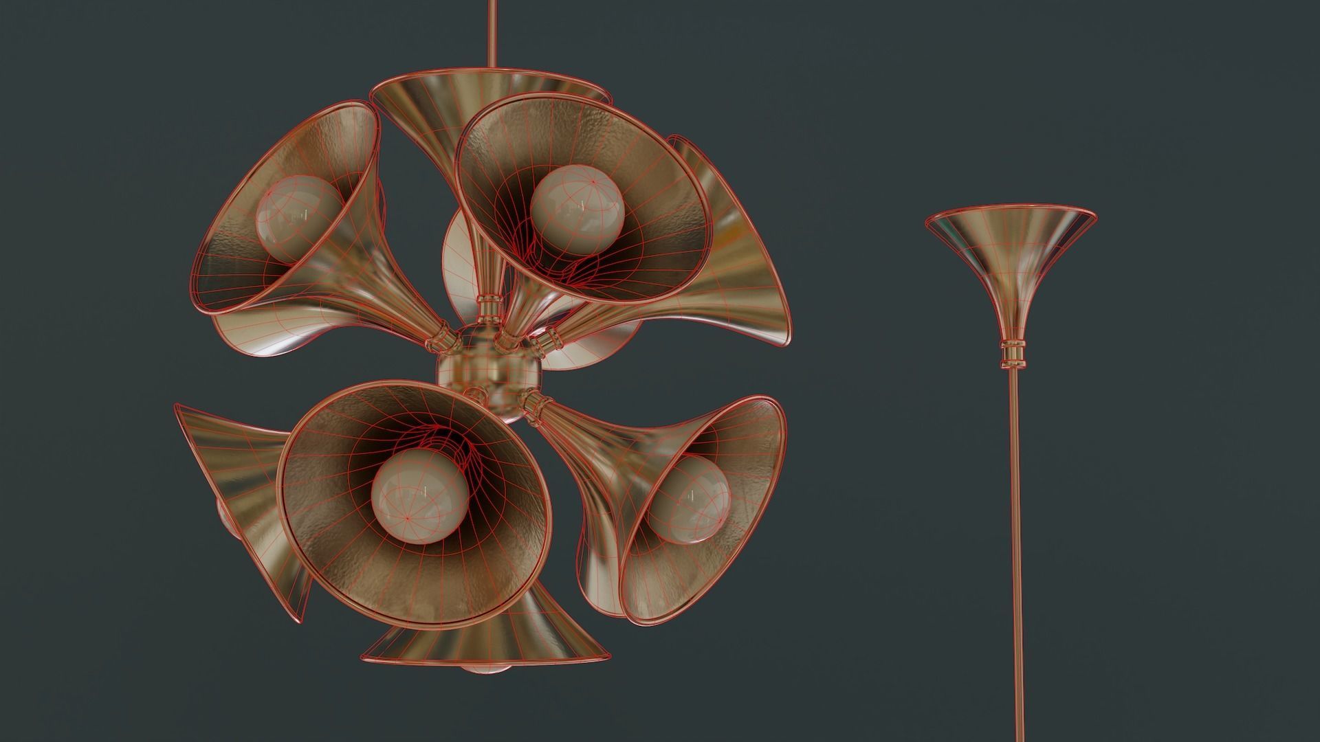 Mid-Century Ceiling Lamp Low-poly 3D model_5