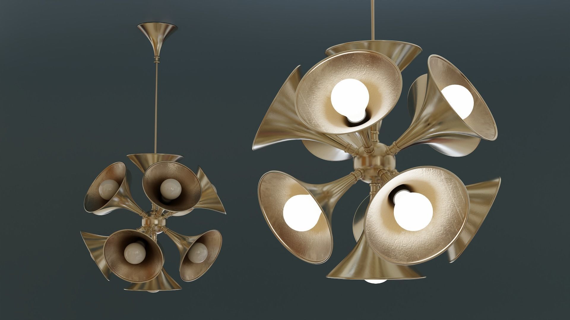 Mid-Century Ceiling Lamp Low-poly 3D model_4