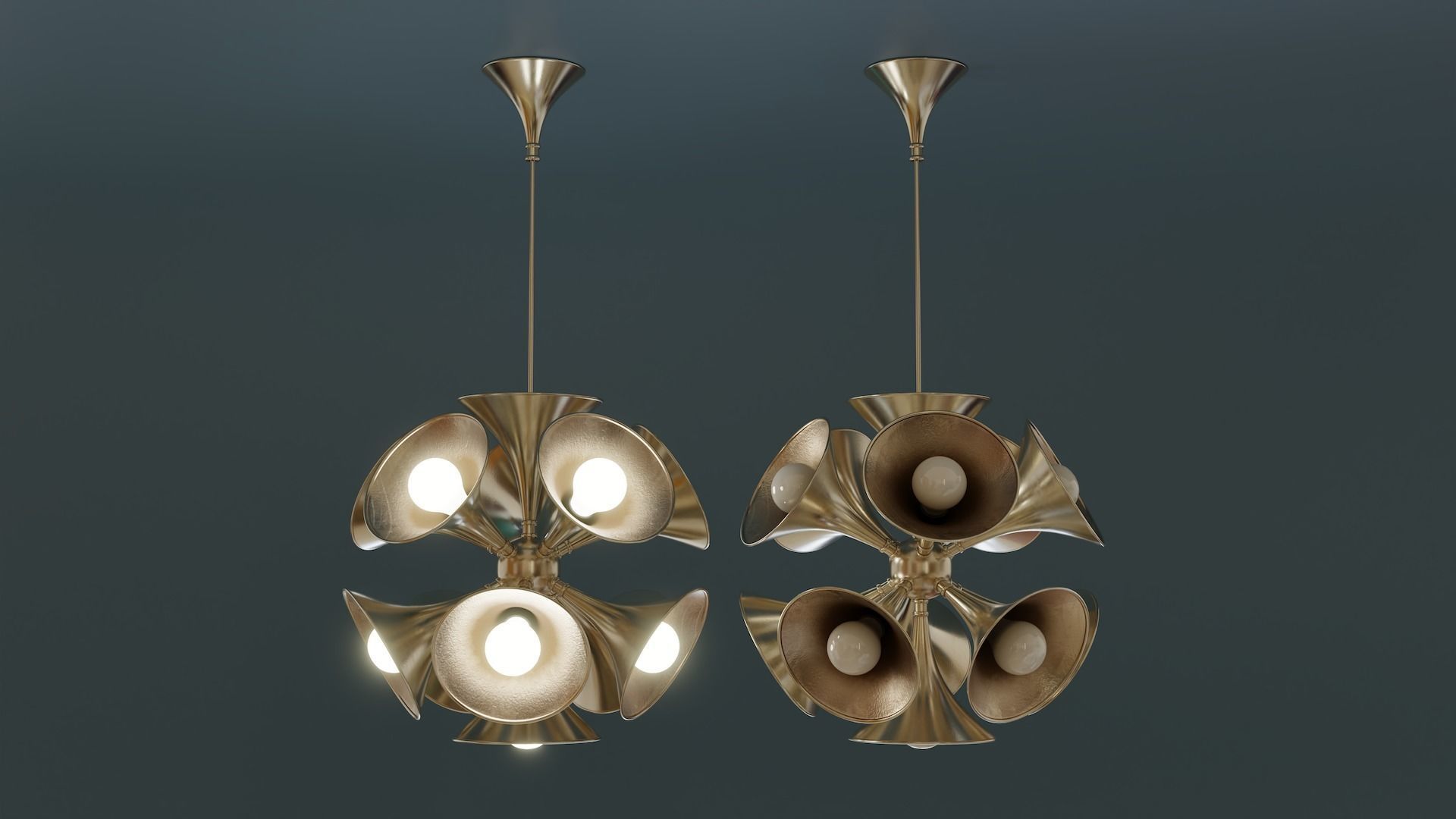 Mid-Century Ceiling Lamp Low-poly 3D model_2