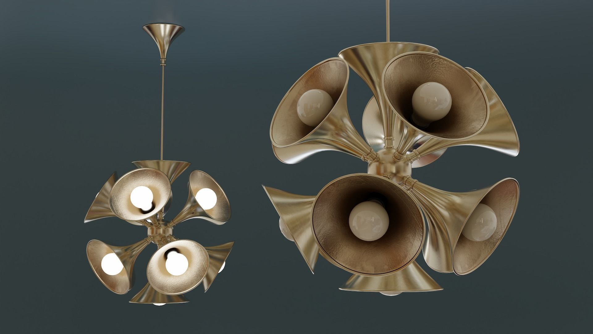 Mid-Century Ceiling Lamp Low-poly 3D model_3