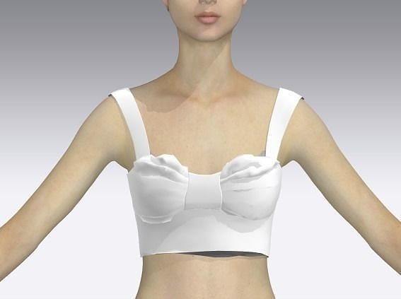 BLOUSE CROP BOW DETAIL COLOR WHITE MATTE 3D model