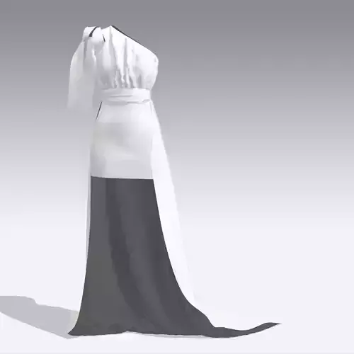 ONE SHOULDER DRESS ASYMETRIC AND TAIL SKIRT BLOUSE