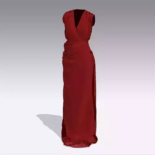 DRESS COLOR RED DEGAJE NECKLINE DRAPED 