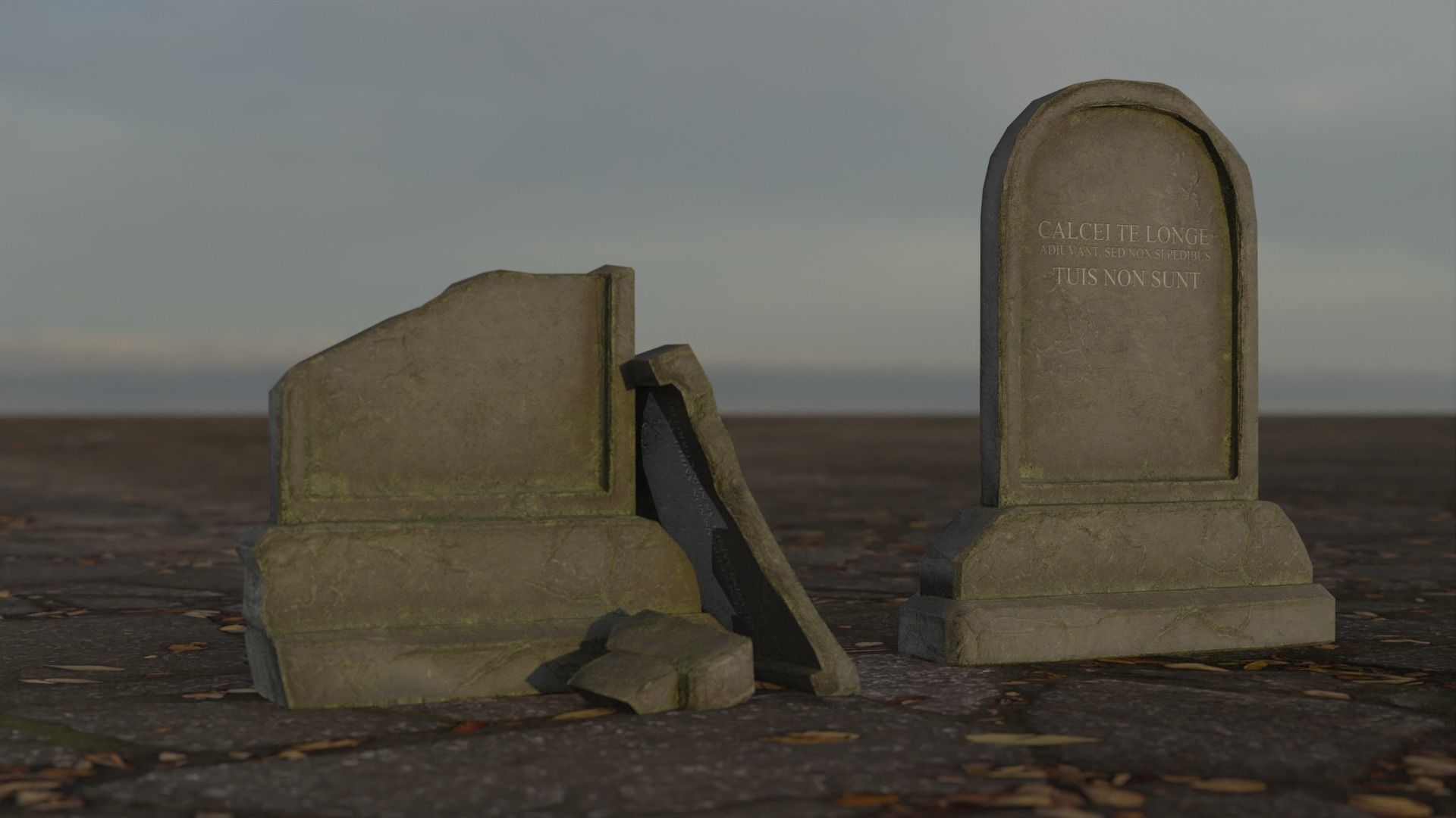 Hand Sculpted cemetery gravestones pack Low-poly 3D model_38