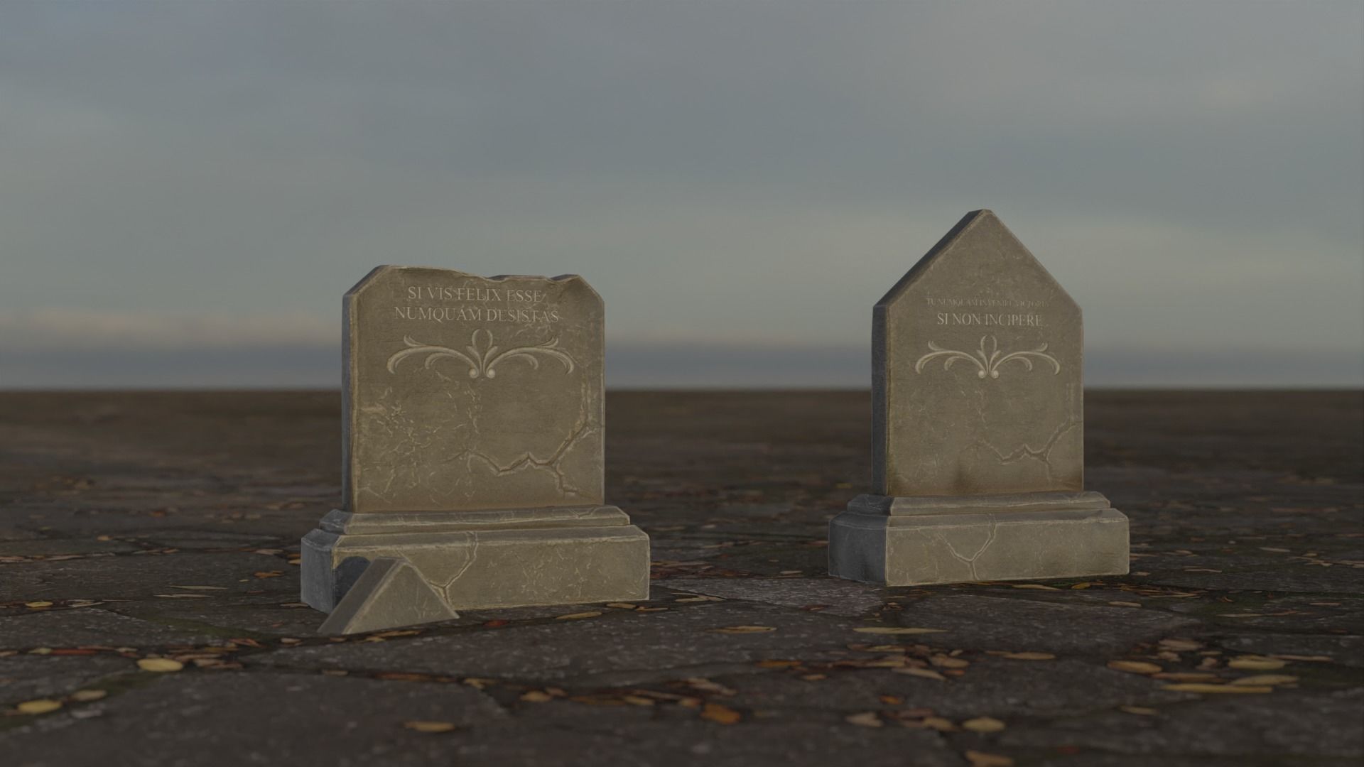 Hand Sculpted cemetery gravestones pack Low-poly 3D model_61