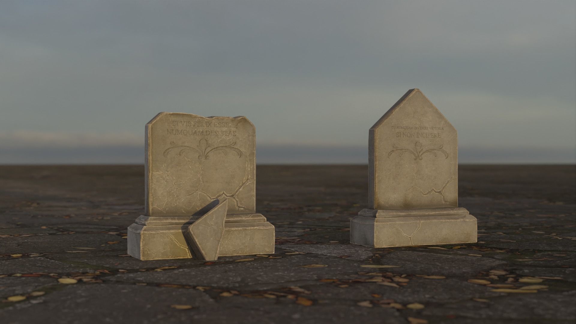 Hand Sculpted cemetery gravestones pack Low-poly 3D model_60