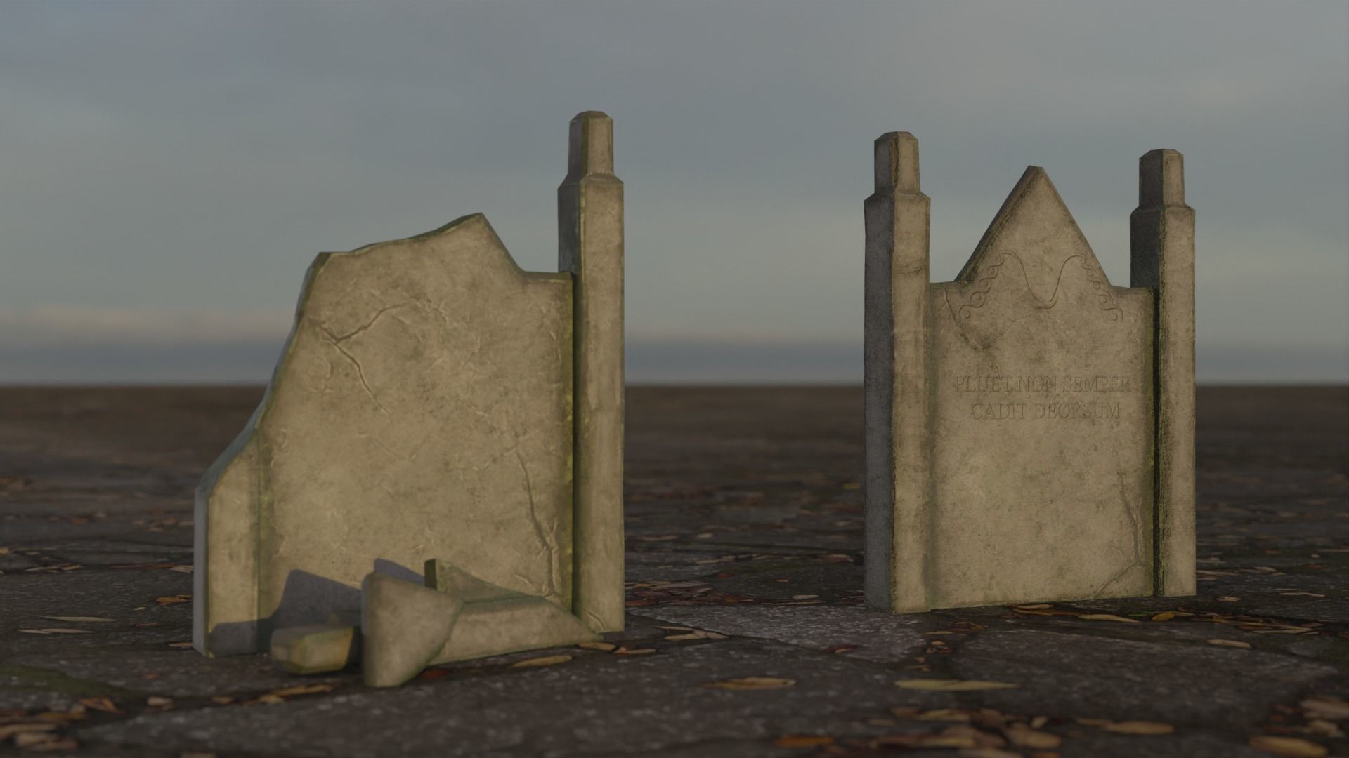 Hand Sculpted cemetery gravestones pack Low-poly 3D model_33