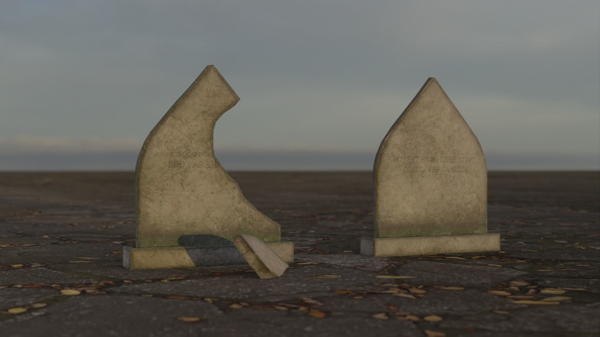 Hand Sculpted cemetery gravestones pack Low-poly 3D model_67