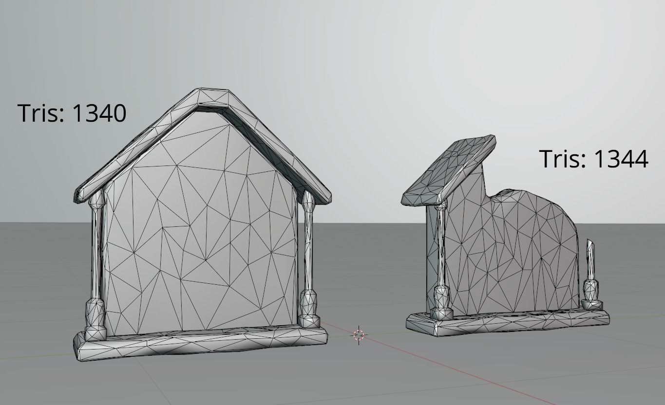 Hand Sculpted cemetery gravestones pack Low-poly 3D model_14