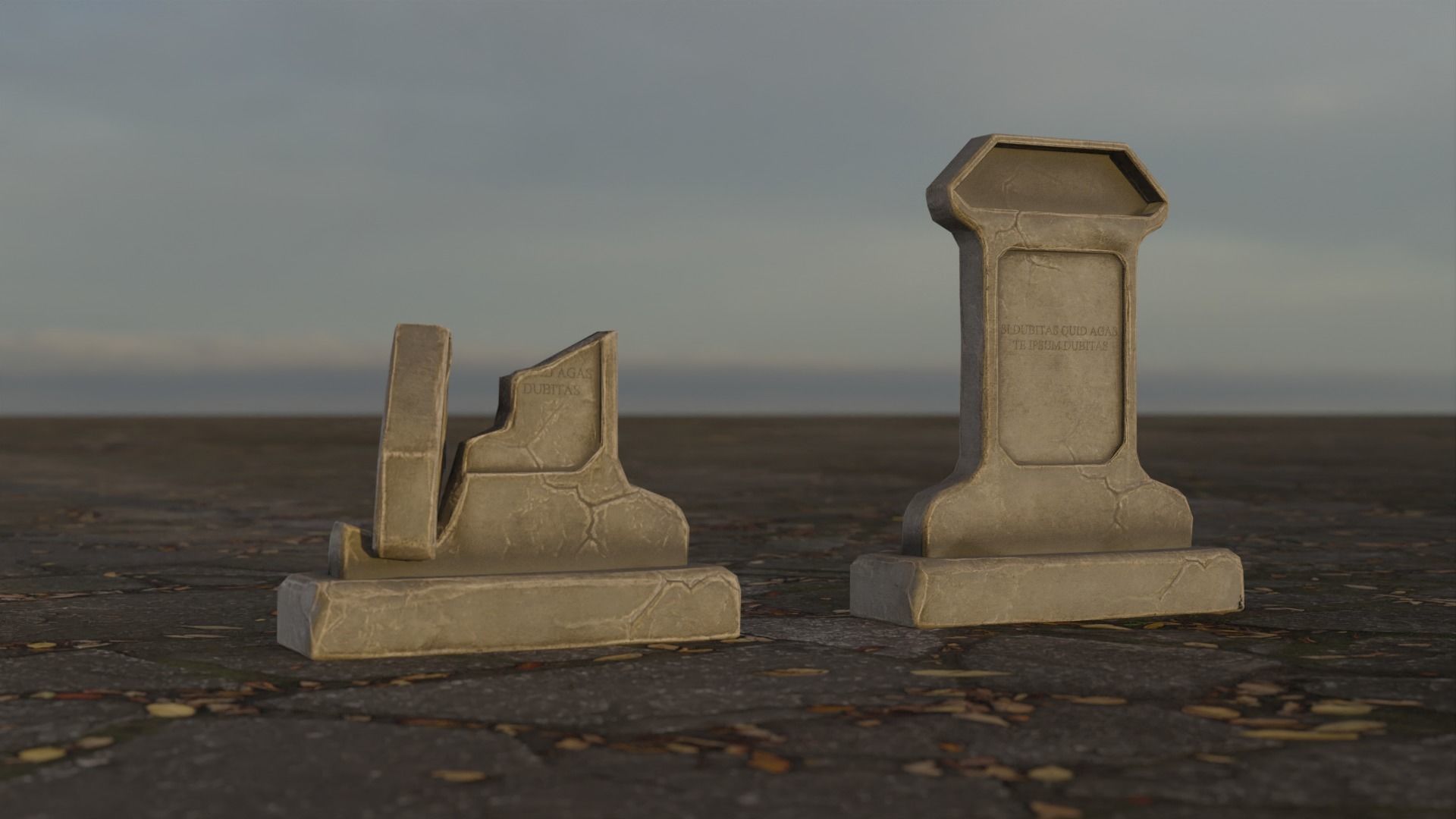 Hand Sculpted cemetery gravestones pack Low-poly 3D model_56