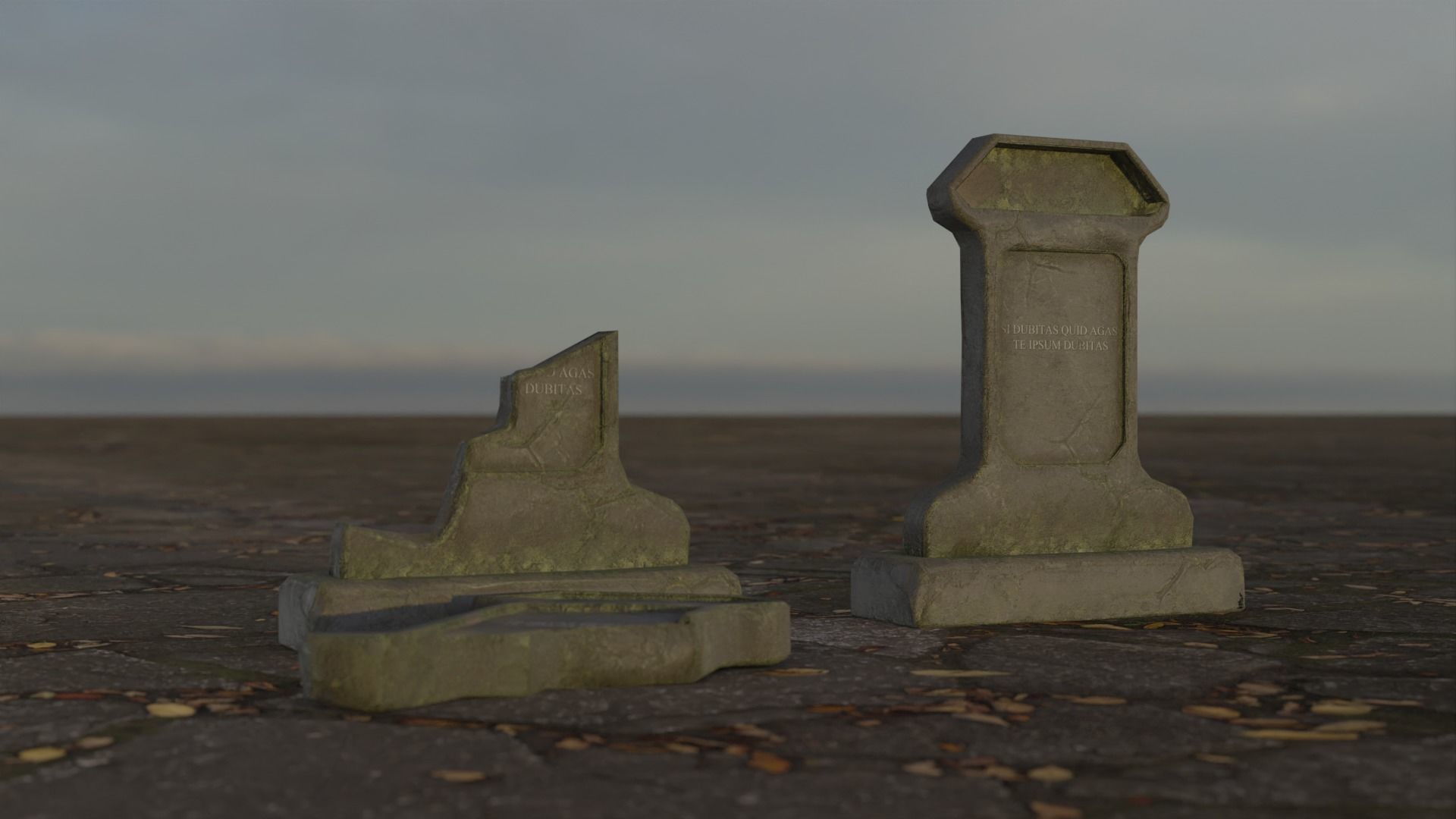 Hand Sculpted cemetery gravestones pack Low-poly 3D model_58