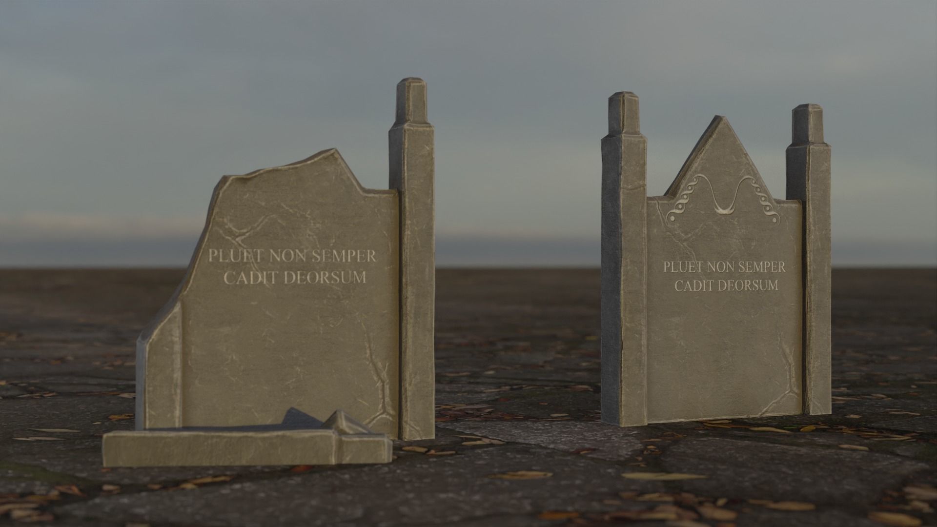 Hand Sculpted cemetery gravestones pack Low-poly 3D model_30