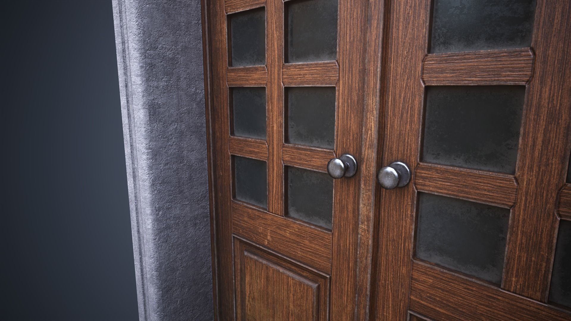 Old front door Low-poly 3D model_7