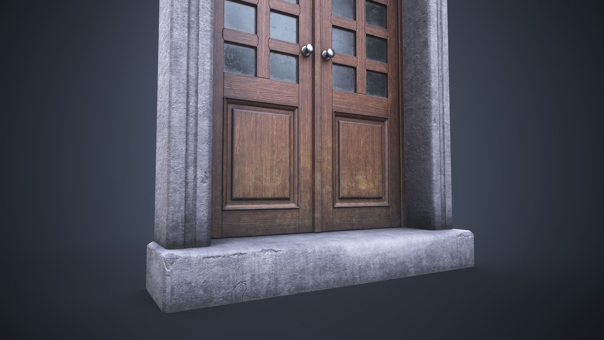 Old front door Low-poly 3D model_4