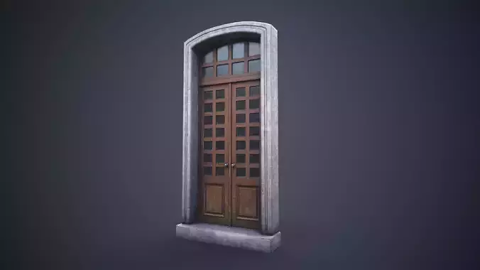 Old front door Low-poly 3D model