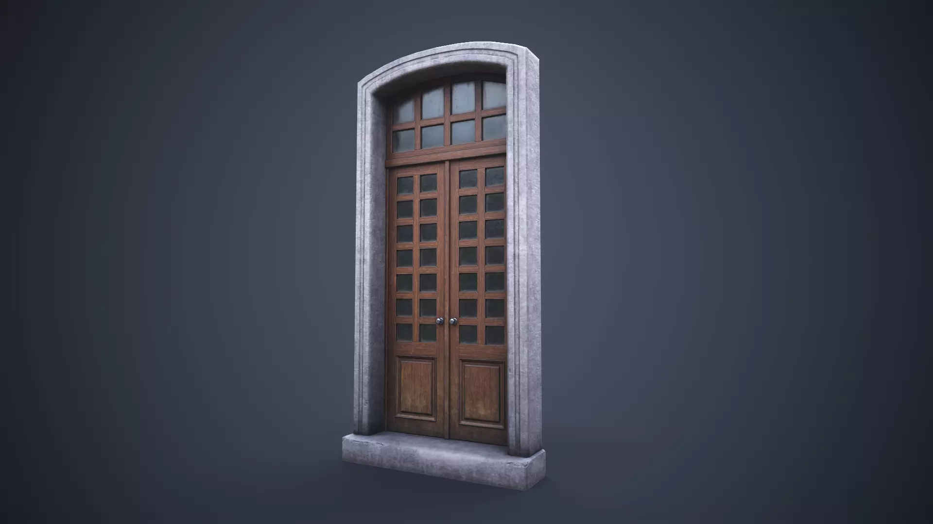 Old front door Low-poly 3D model_0