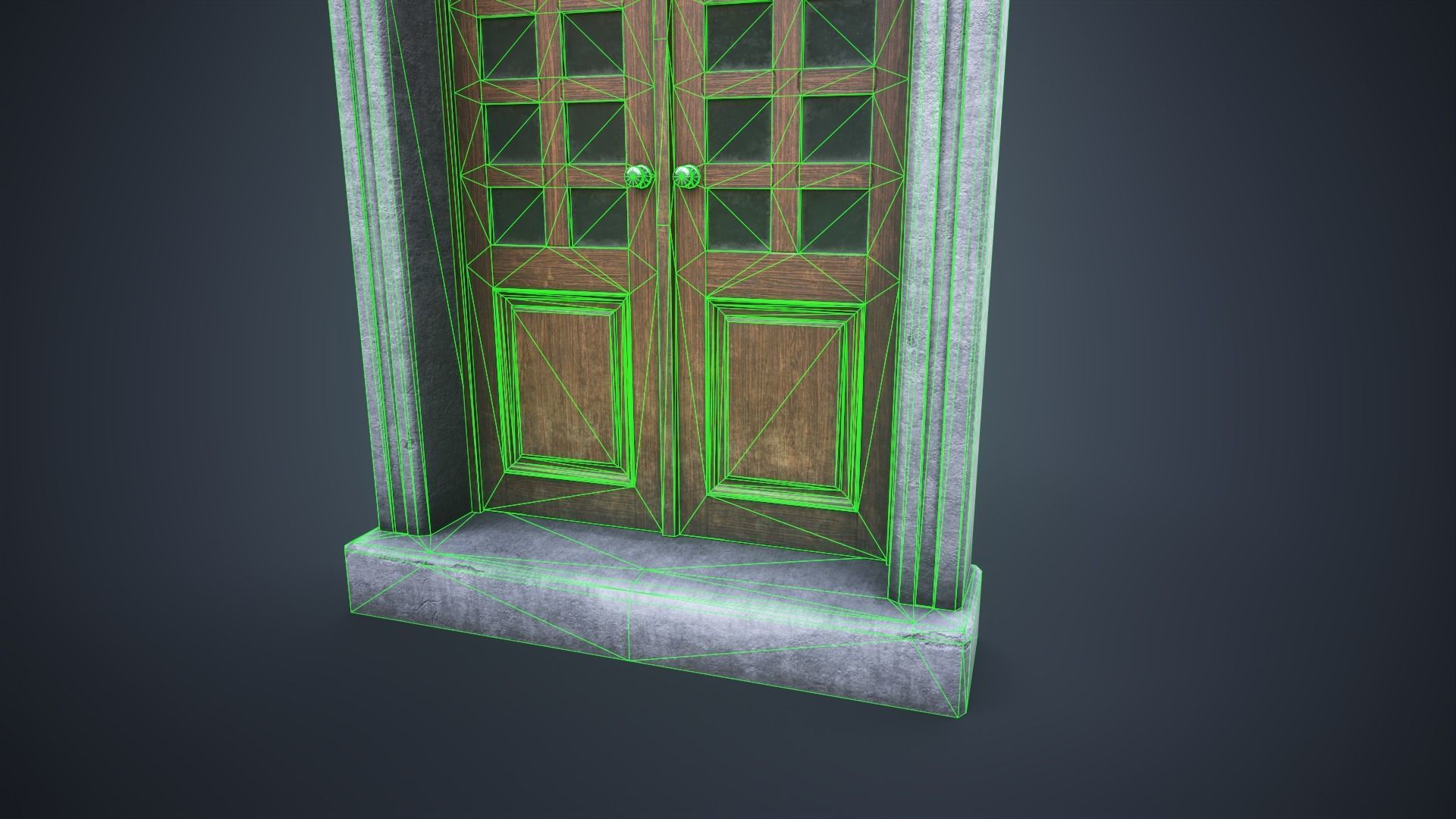 Old front door Low-poly 3D model_9
