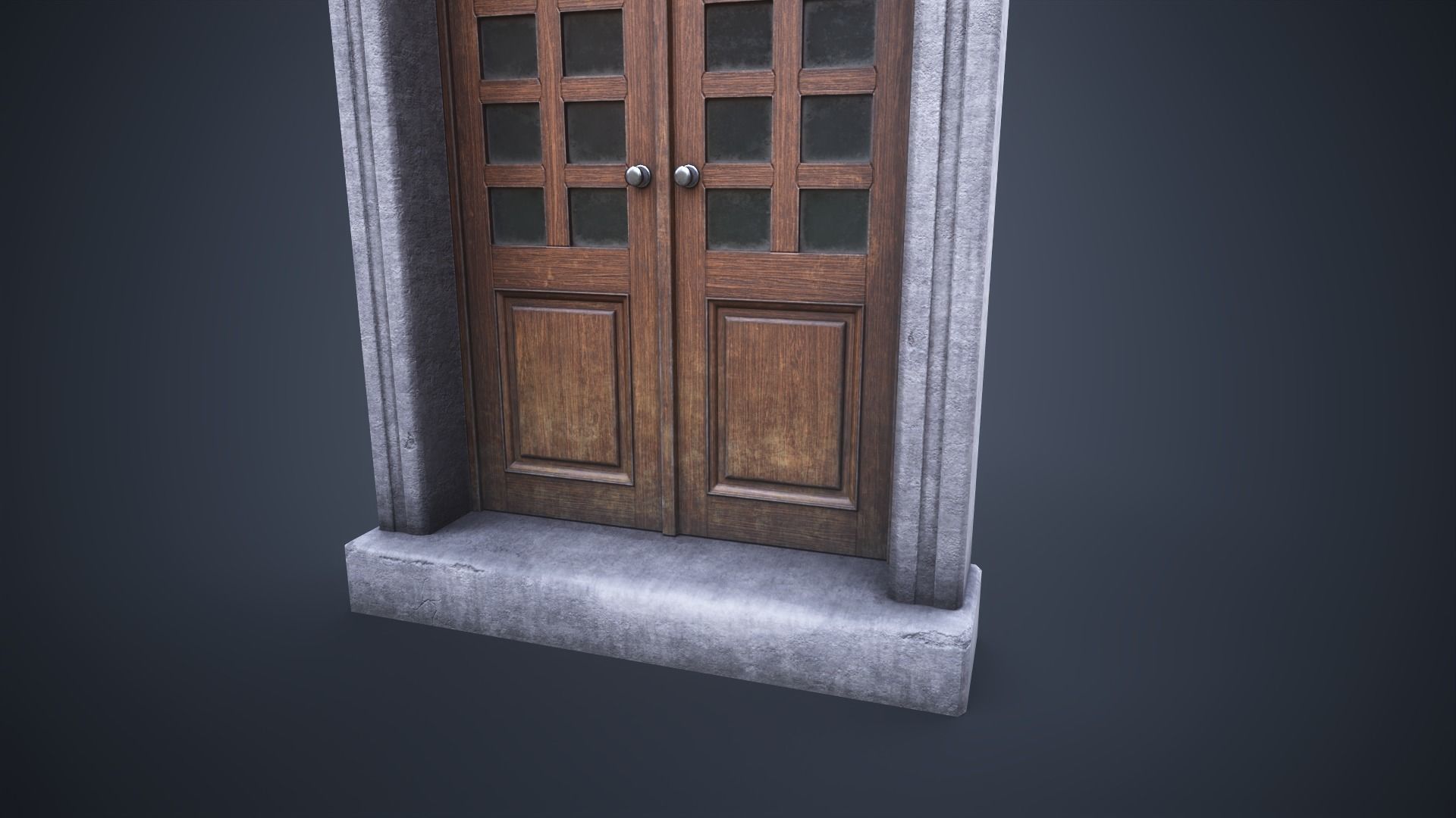Old front door Low-poly 3D model_3