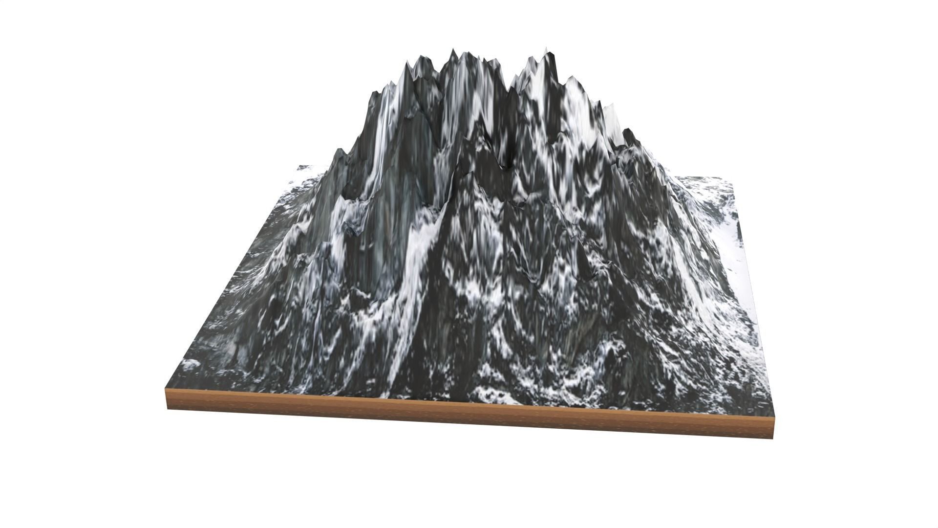 Volcano mountain with snow Low-poly 3D model_1