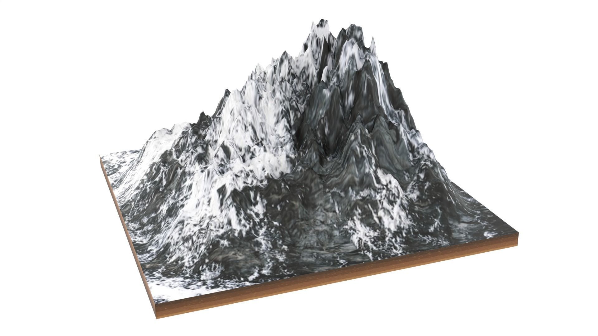 Volcano mountain with snow Low-poly 3D model_3