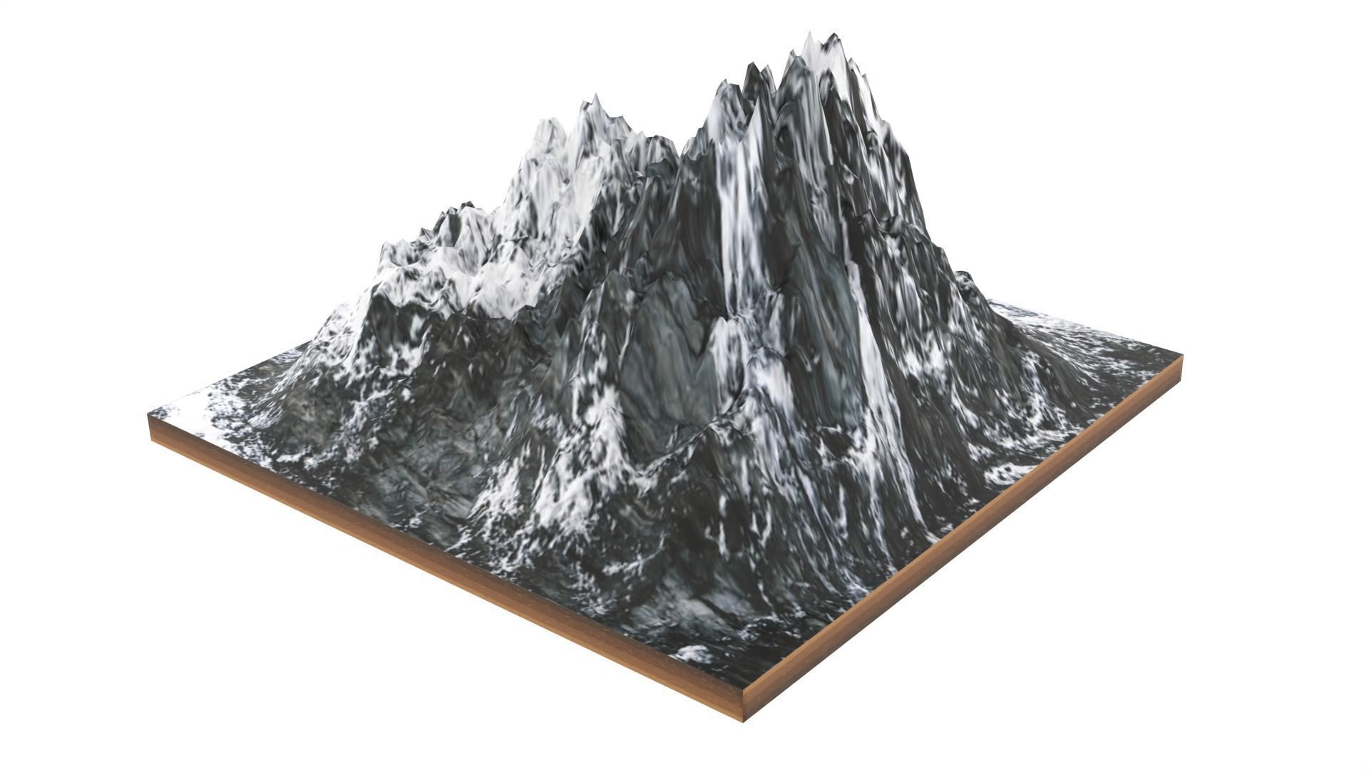 Volcano mountain with snow Low-poly 3D model_2