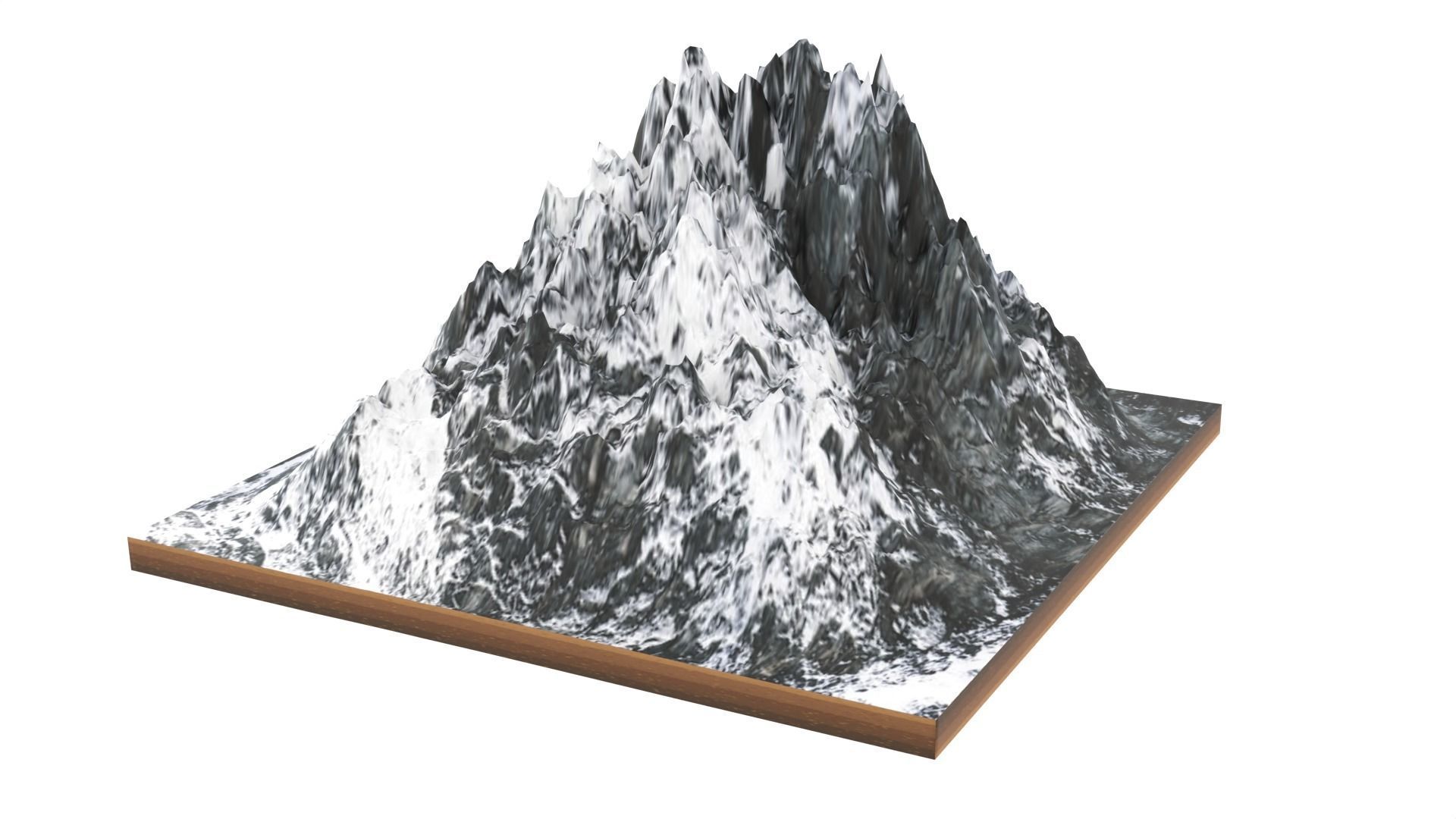 Volcano mountain with snow Low-poly 3D model_4