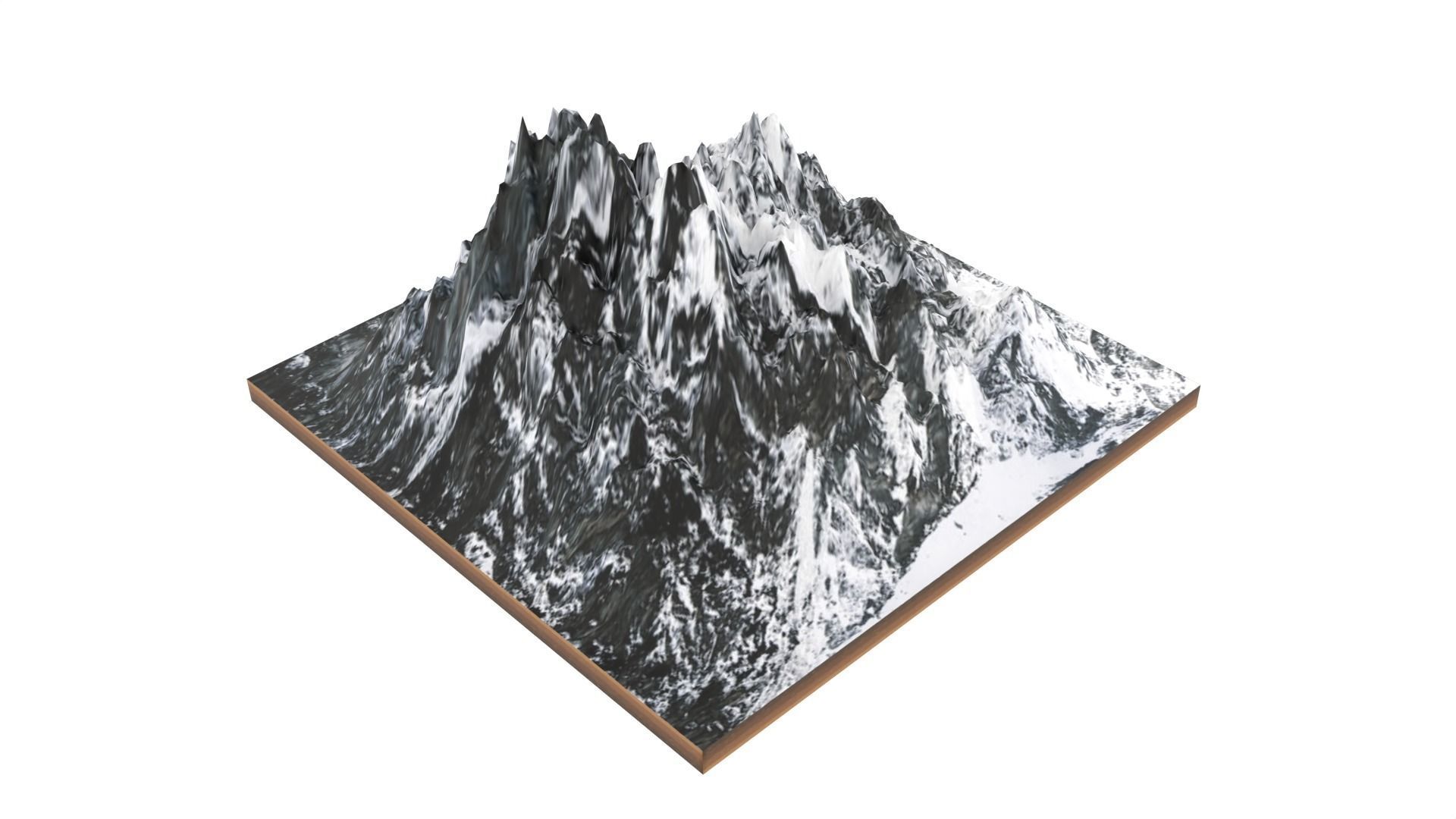 Volcano mountain with snow Low-poly 3D model_5