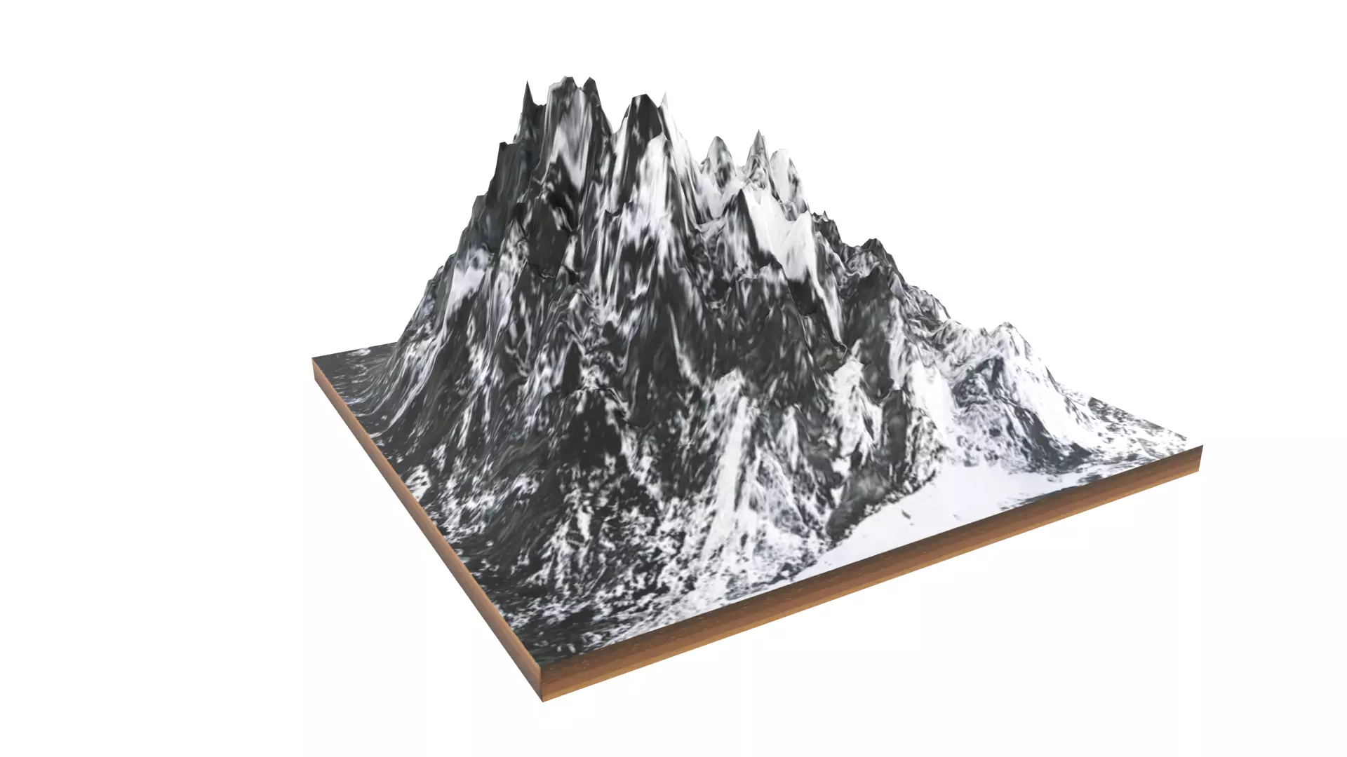 Volcano mountain with snow Low-poly 3D model_0