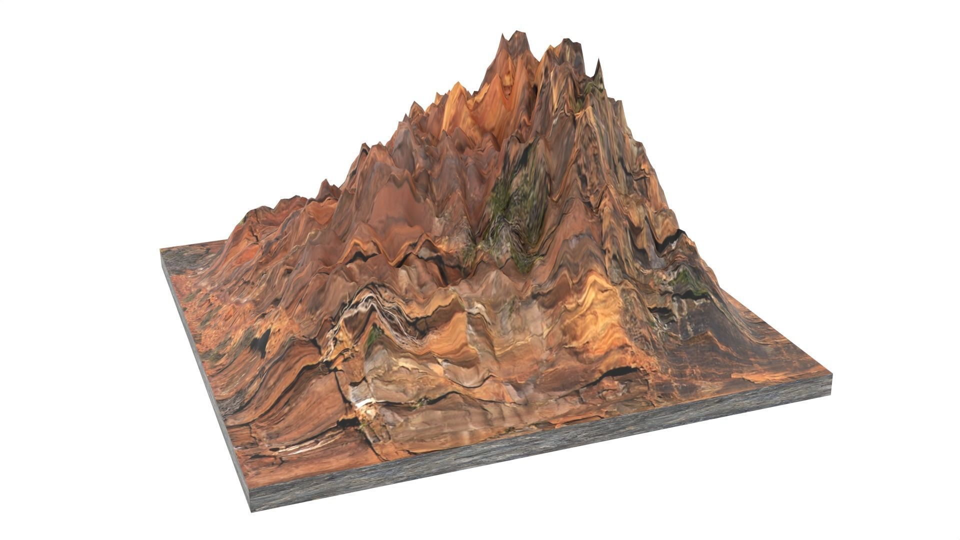 Mountain made of wood Low-poly 3D model_3