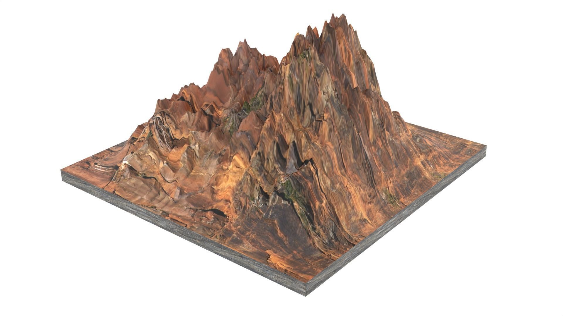 Mountain made of wood Low-poly 3D model_2
