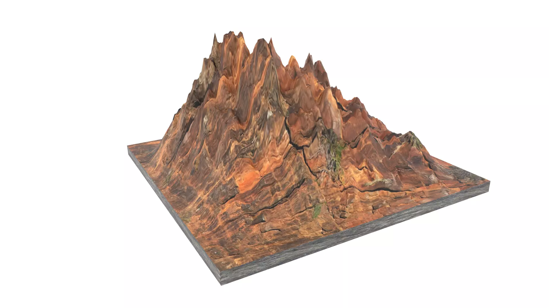 Mountain made of wood Low-poly 3D model_0