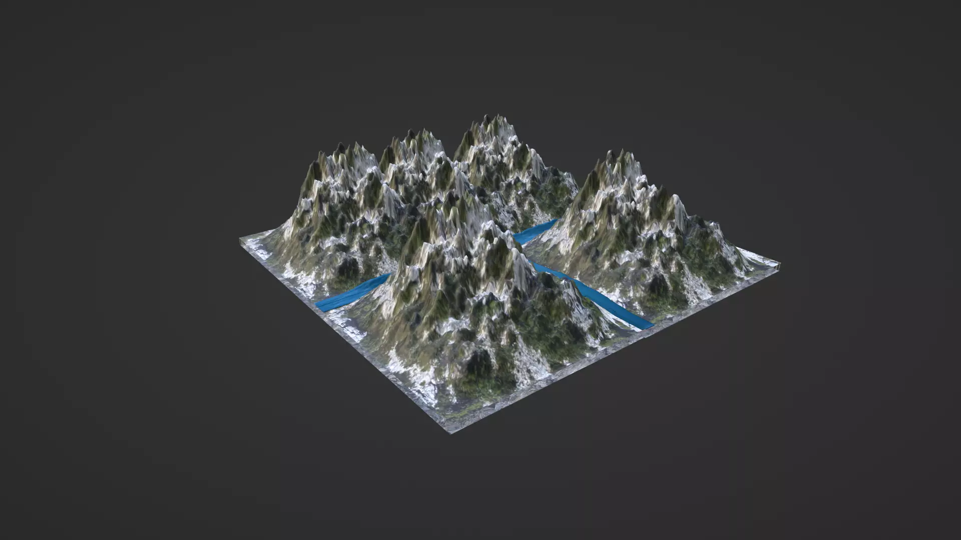 Mountain with snow Low-poly 3D model