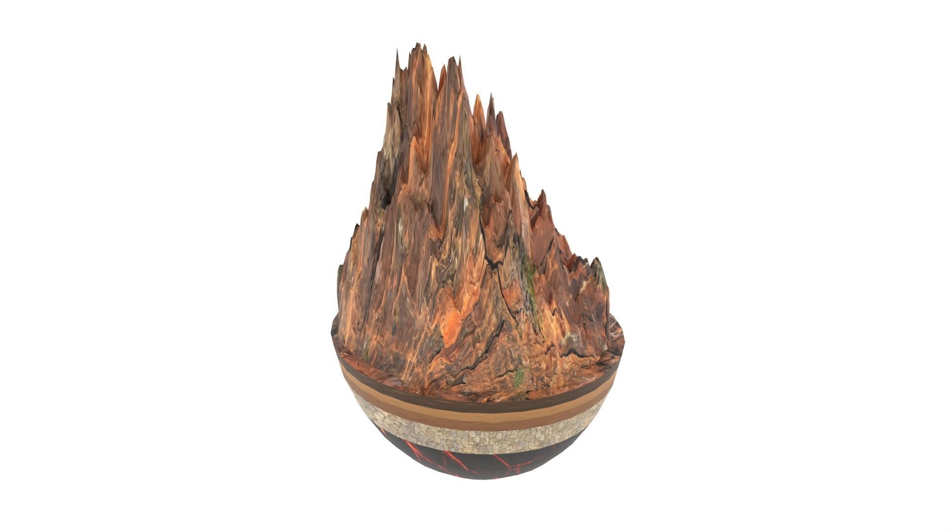 Mountain tree stump sculpture Low-poly 3D model_5