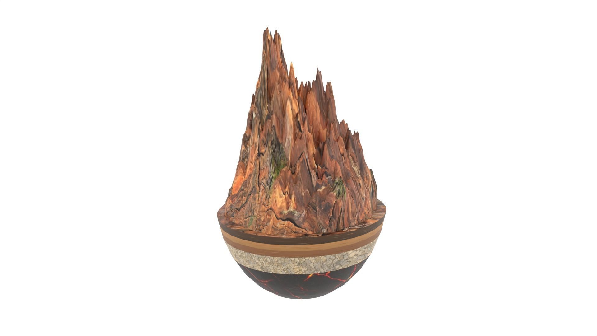 Mountain tree stump sculpture Low-poly 3D model_4