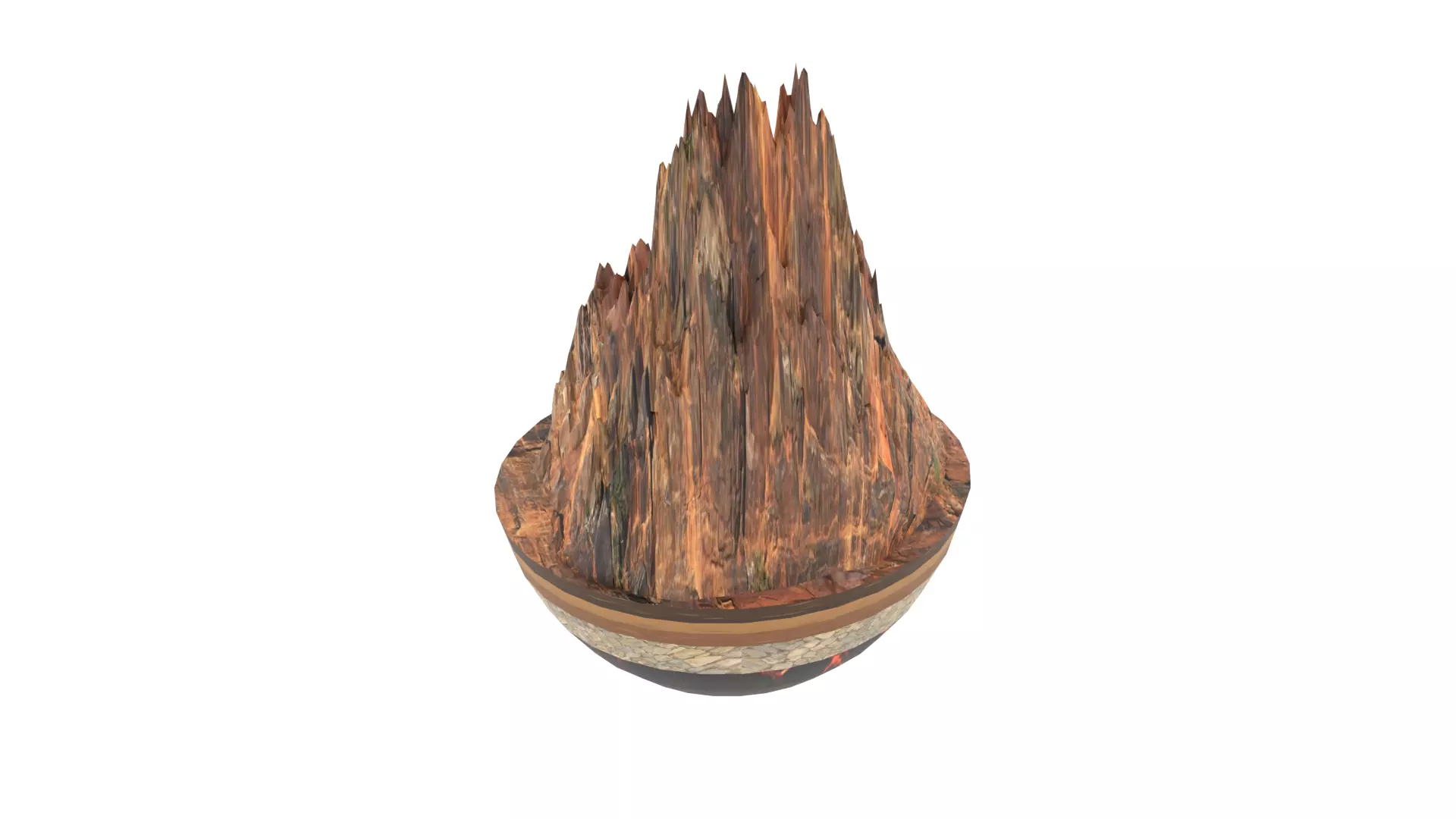 Mountain tree stump sculpture Low-poly 3D model_0