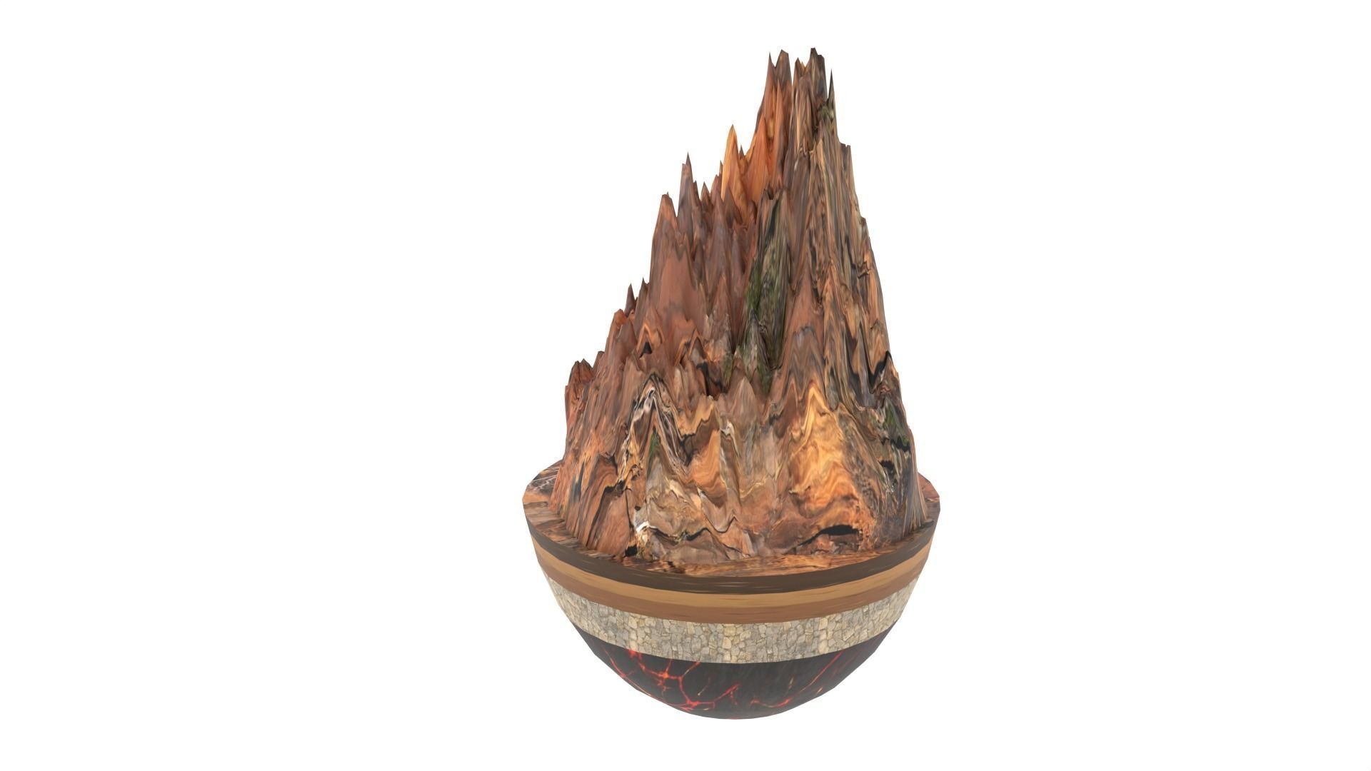 Mountain tree stump sculpture Low-poly 3D model_2
