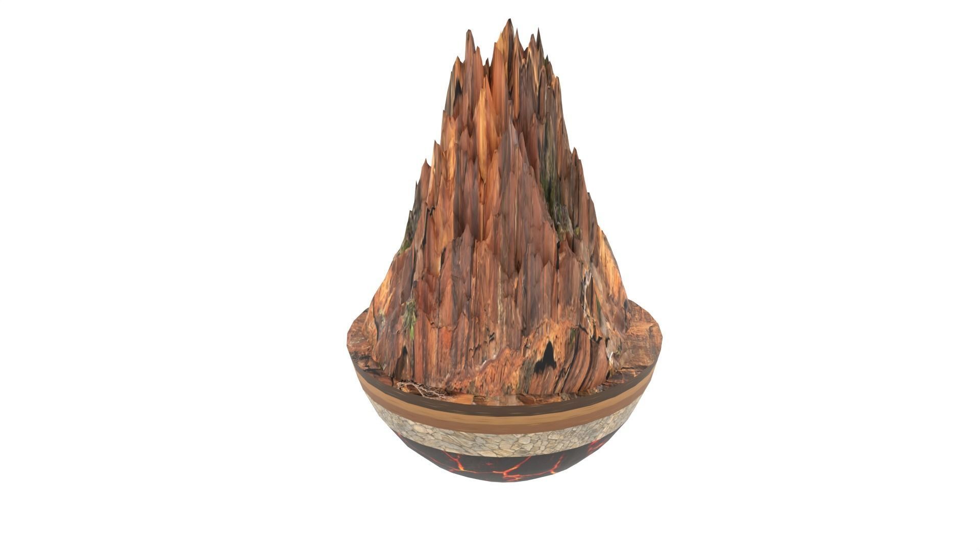 Mountain tree stump sculpture Low-poly 3D model_3