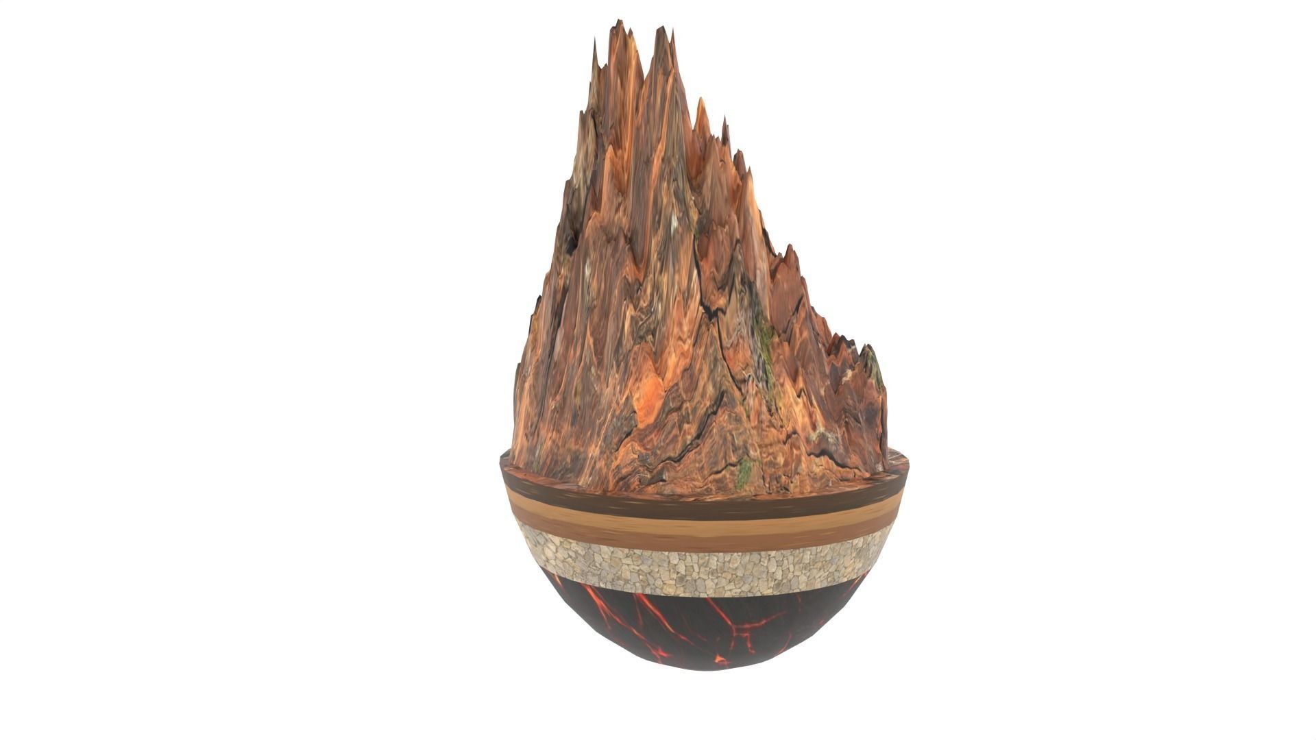 Mountain tree stump sculpture Low-poly 3D model_1