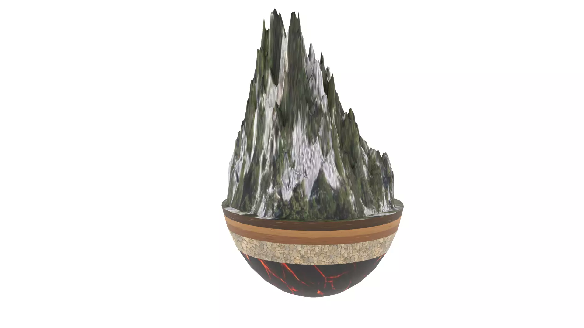Mountain ceramic sculpture of Low-poly 3D model