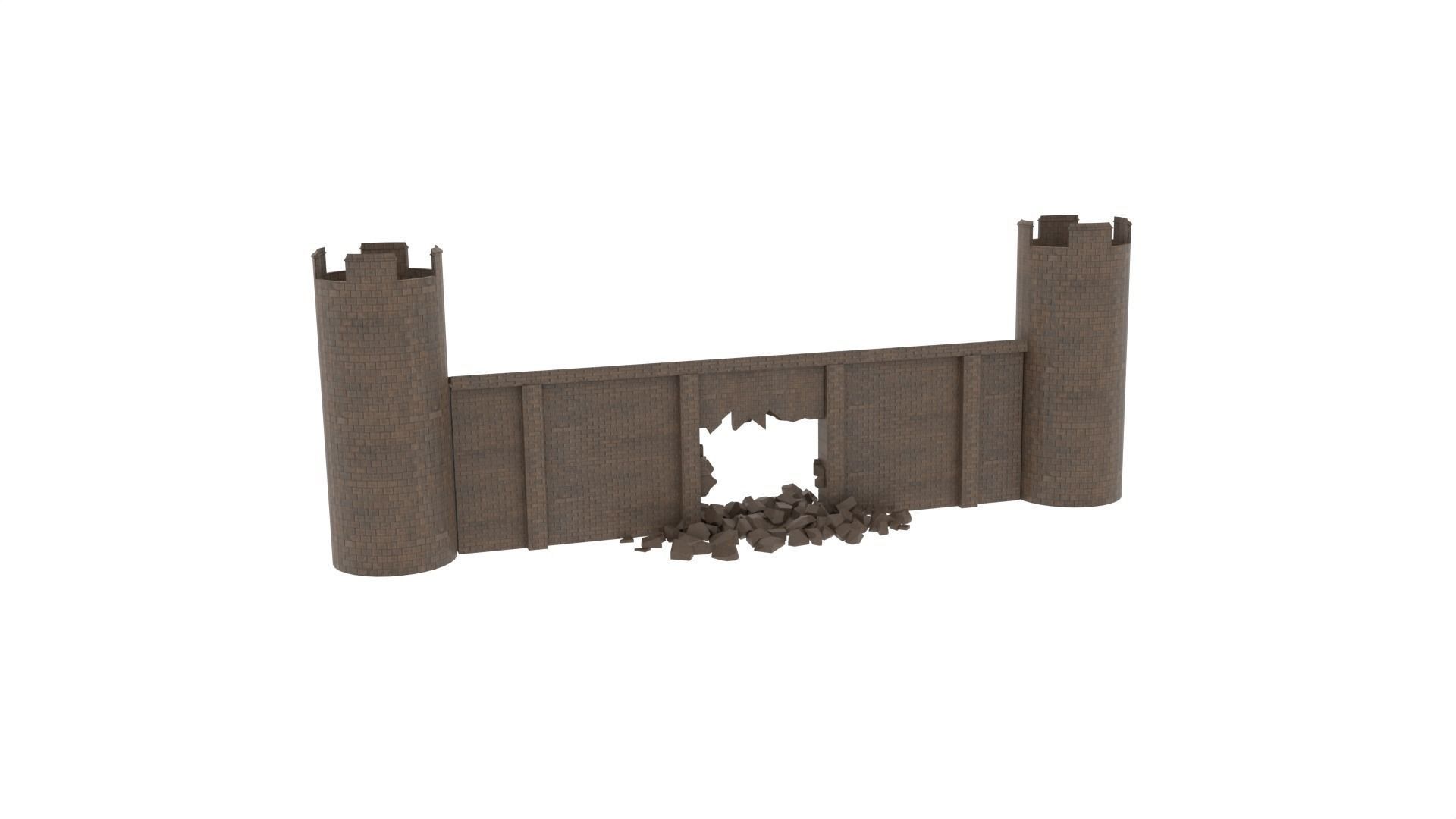 Ruined Castle Low-poly 3D model_6