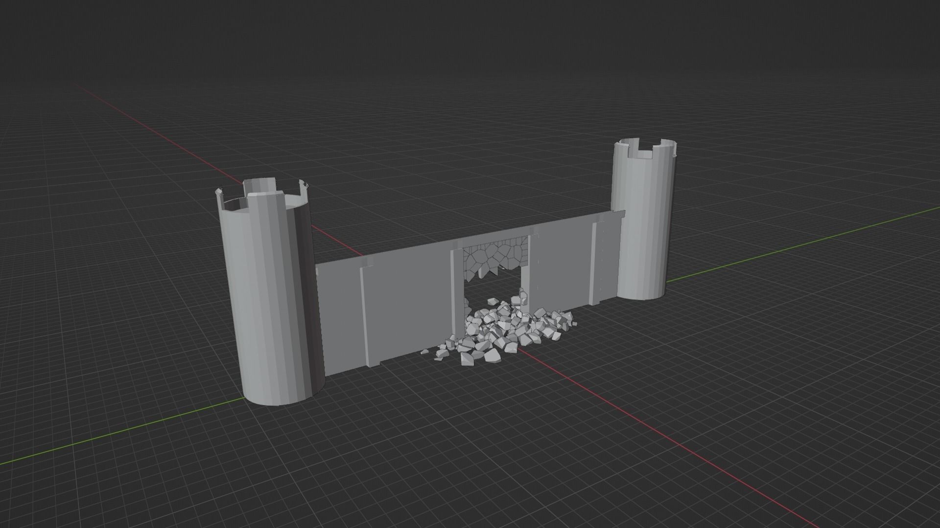 Ruined Castle Low-poly 3D model_8