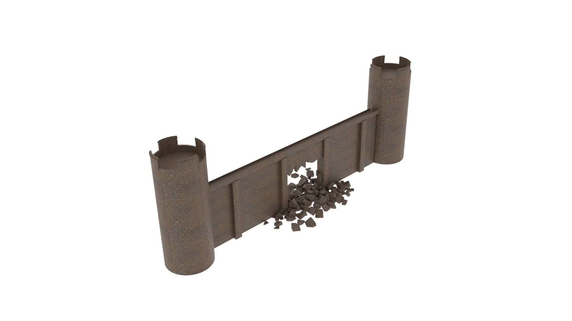 Ruined Castle Low-poly 3D model_7