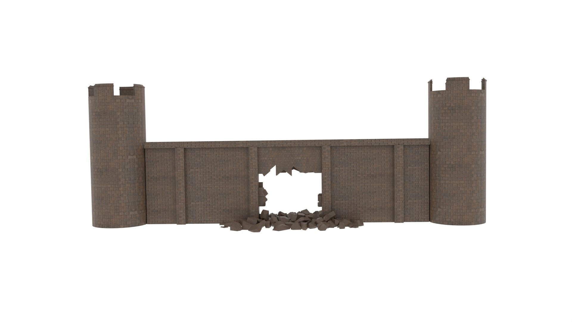 Ruined Castle Low-poly 3D model_4