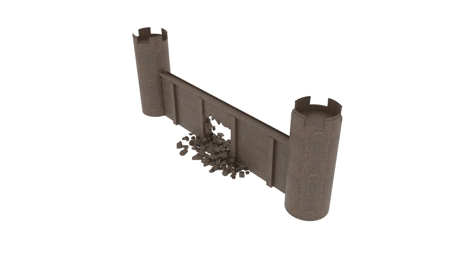 Ruined Castle Low-poly 3D model_3