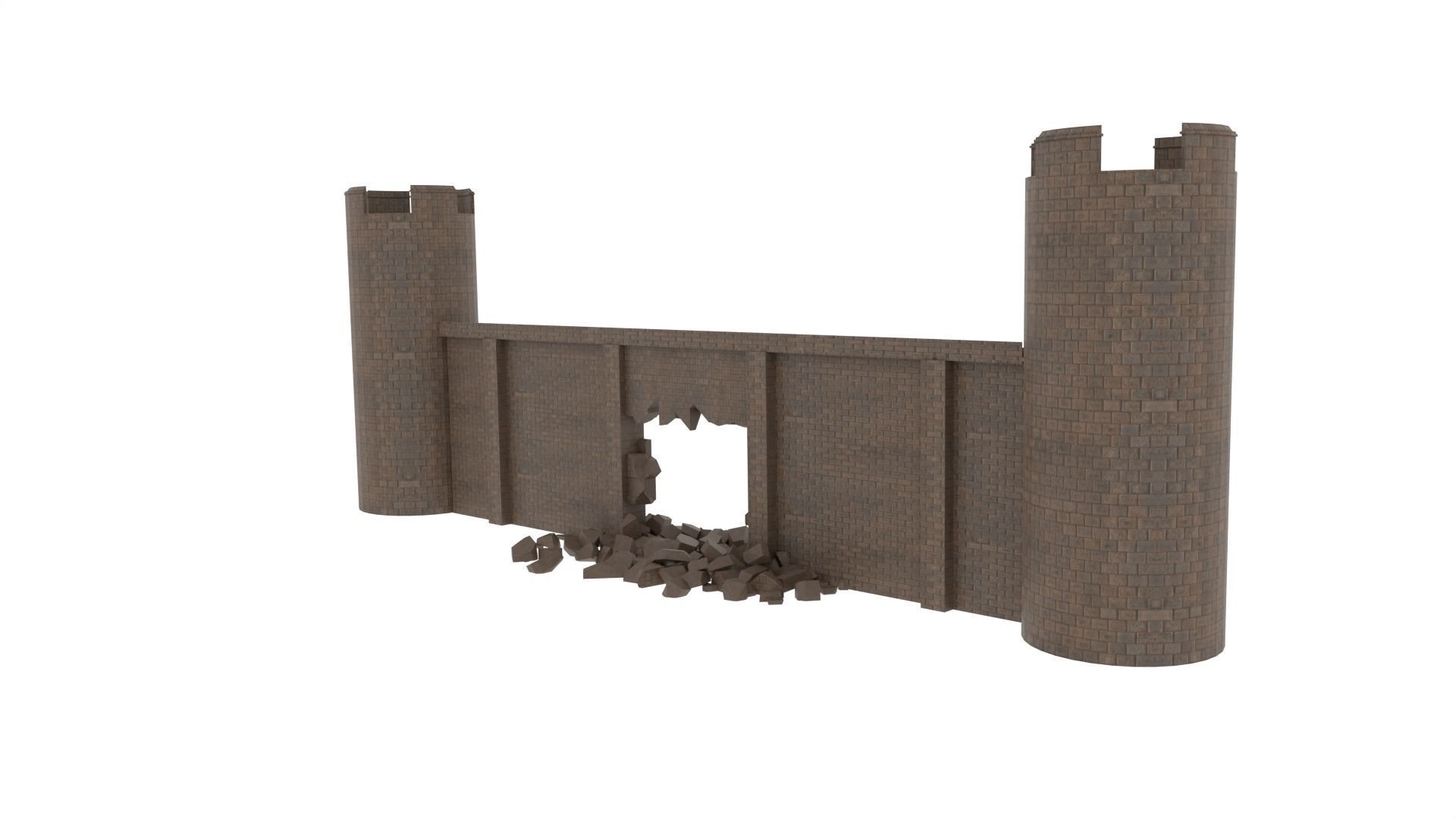 Ruined Castle Low-poly 3D model_1