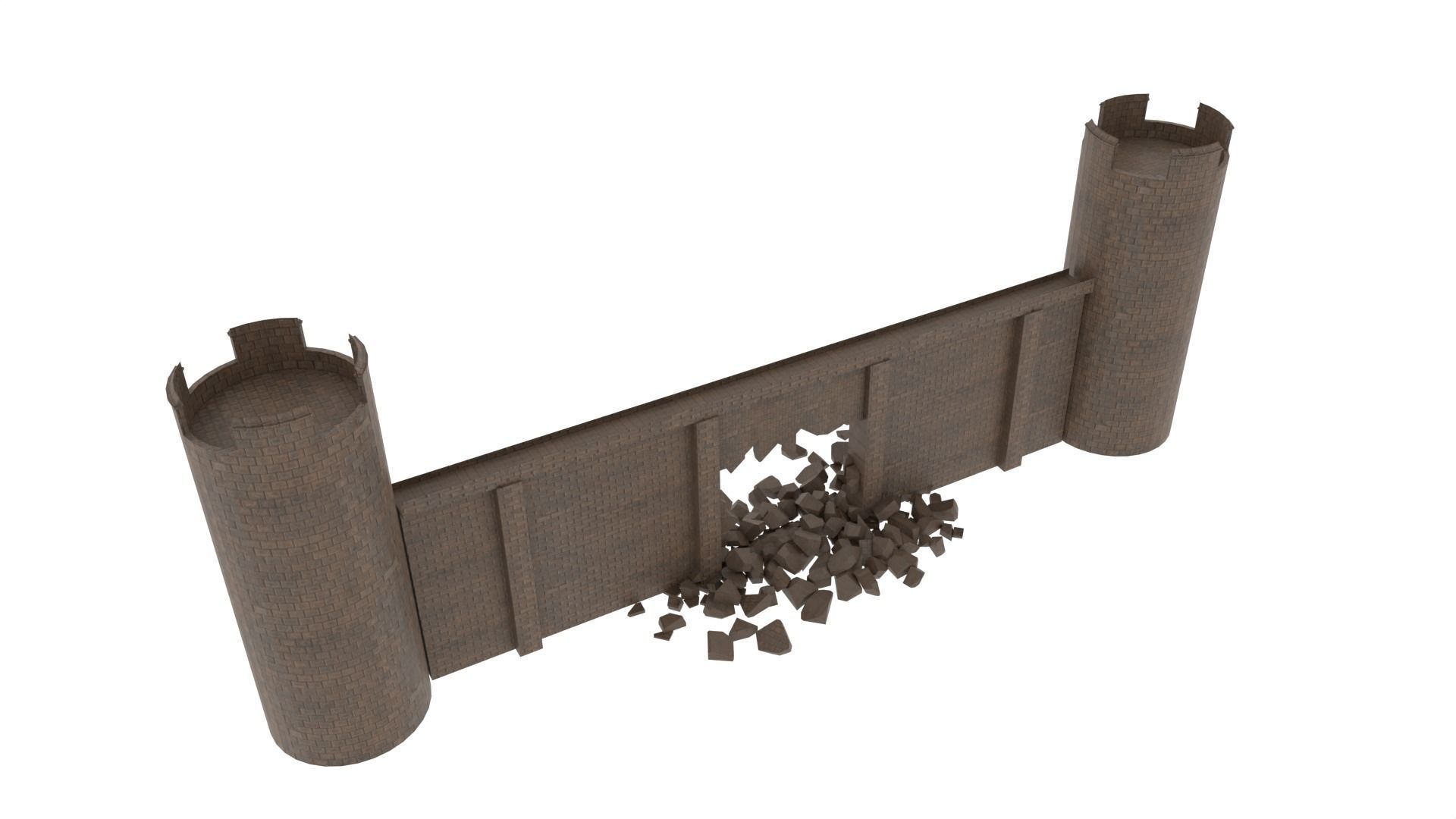 Ruined Castle Low-poly 3D model_2